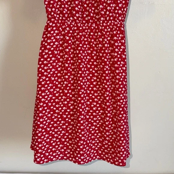 Monteau Red Faux Wrap Mini Dress with White Floral Print - Picture 8 of 14